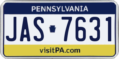 PA license plate JAS7631