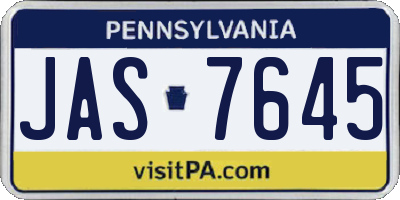 PA license plate JAS7645