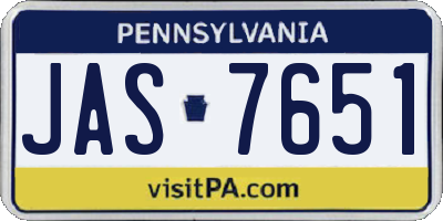 PA license plate JAS7651