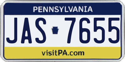 PA license plate JAS7655