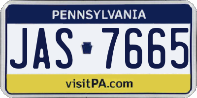 PA license plate JAS7665