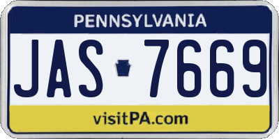 PA license plate JAS7669