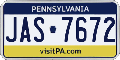PA license plate JAS7672