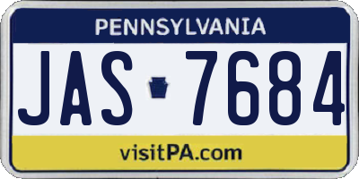 PA license plate JAS7684
