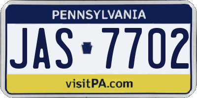 PA license plate JAS7702