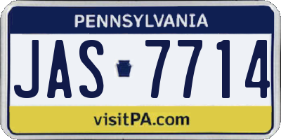 PA license plate JAS7714
