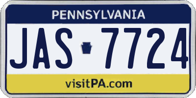 PA license plate JAS7724