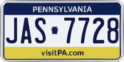PA license plate JAS7728