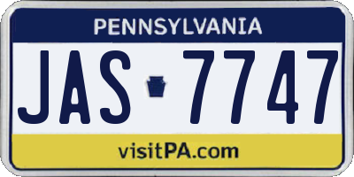 PA license plate JAS7747