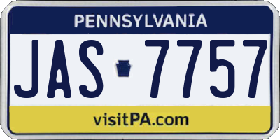PA license plate JAS7757