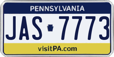 PA license plate JAS7773