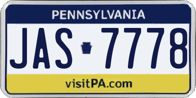 PA license plate JAS7778