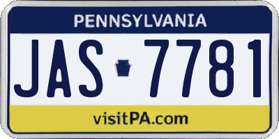 PA license plate JAS7781