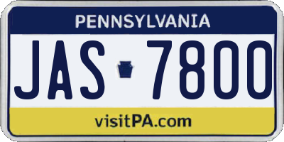 PA license plate JAS7800