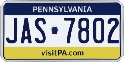 PA license plate JAS7802