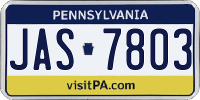 PA license plate JAS7803
