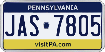 PA license plate JAS7805