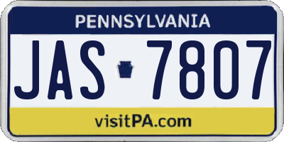 PA license plate JAS7807