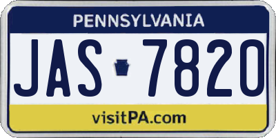 PA license plate JAS7820