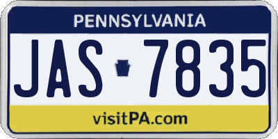 PA license plate JAS7835