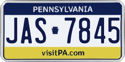 PA license plate JAS7845
