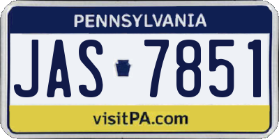 PA license plate JAS7851