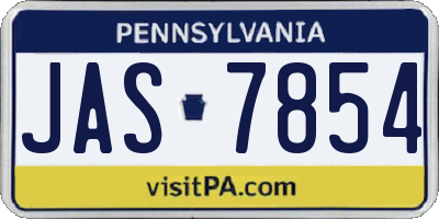 PA license plate JAS7854
