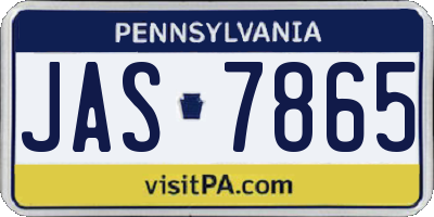 PA license plate JAS7865