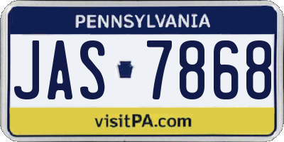 PA license plate JAS7868