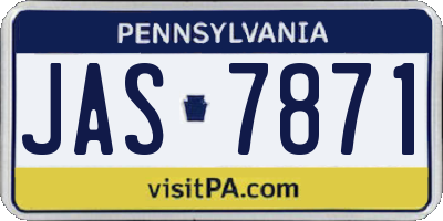 PA license plate JAS7871
