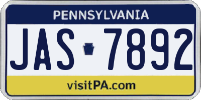 PA license plate JAS7892