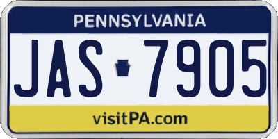 PA license plate JAS7905