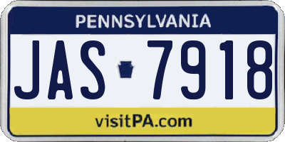 PA license plate JAS7918