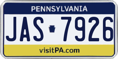 PA license plate JAS7926