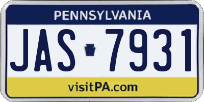 PA license plate JAS7931