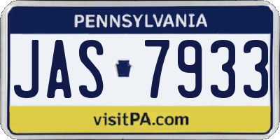 PA license plate JAS7933