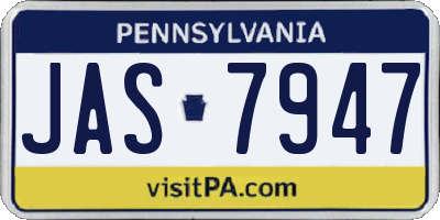 PA license plate JAS7947