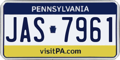 PA license plate JAS7961