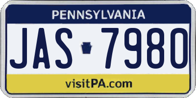 PA license plate JAS7980