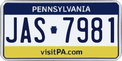 PA license plate JAS7981