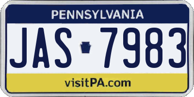 PA license plate JAS7983