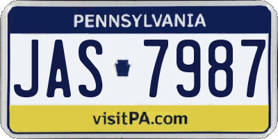 PA license plate JAS7987