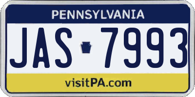 PA license plate JAS7993