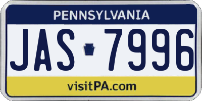 PA license plate JAS7996