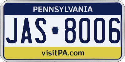 PA license plate JAS8006