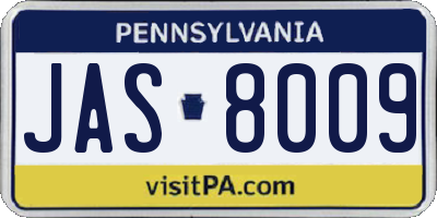 PA license plate JAS8009