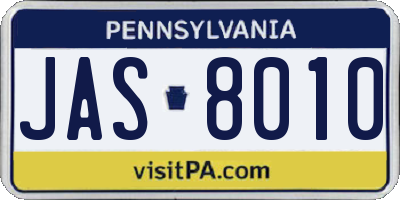 PA license plate JAS8010