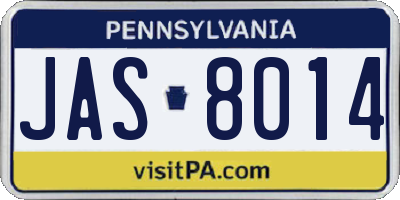 PA license plate JAS8014