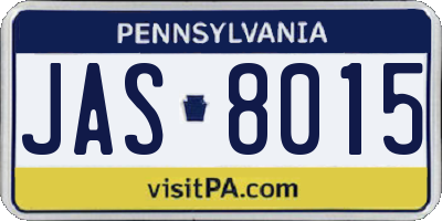 PA license plate JAS8015