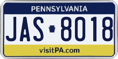 PA license plate JAS8018